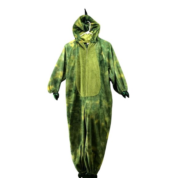 Kids Dinosaur Costume Size 8-10 (M) Green T-Rex Hooded Green with Tail Fleece - Picture 1 of 8